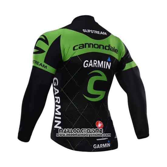 2015 Maillot Ciclismo Cannondale Vert et Noir Manches Longues et Cuissard